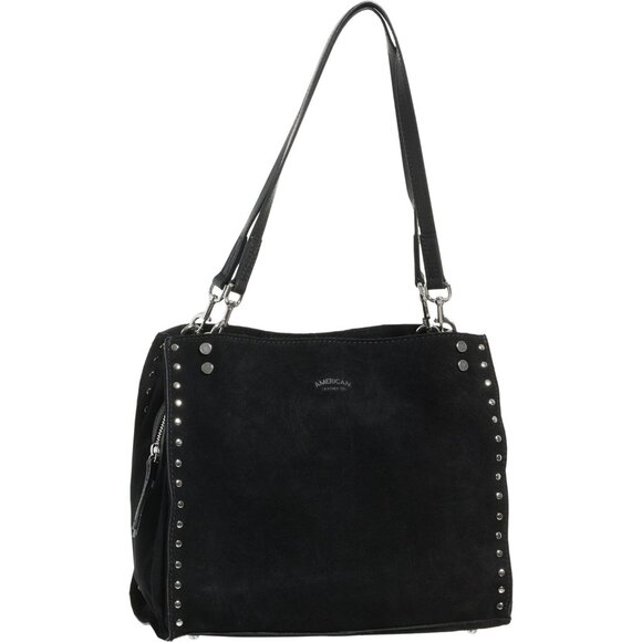 **American Leather Co. Lenox Studded Triple-Entry Satchel 2.0 - Suede** - Picture 1 of 4